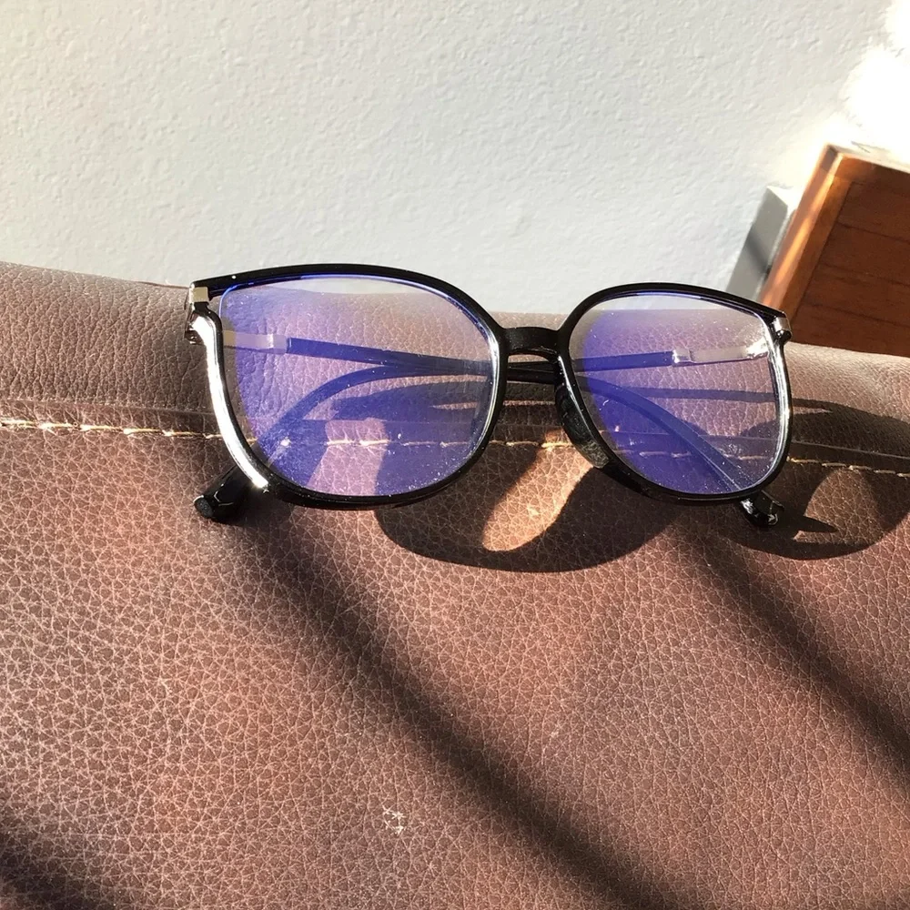 Black Glittery Square Bluelight Eyeglasses
